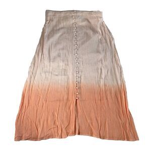 Stradivarius Peachy Pink Ombre Button Front Skirt Summer Coastal Size Large